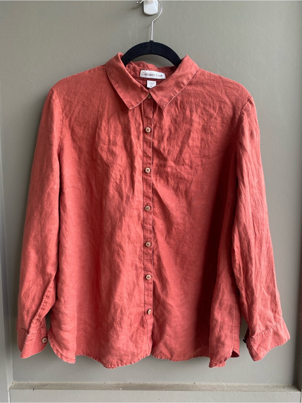 Linen Y2K‎ Button-Up Shirt in Terracotta ColdWater Creek LP
